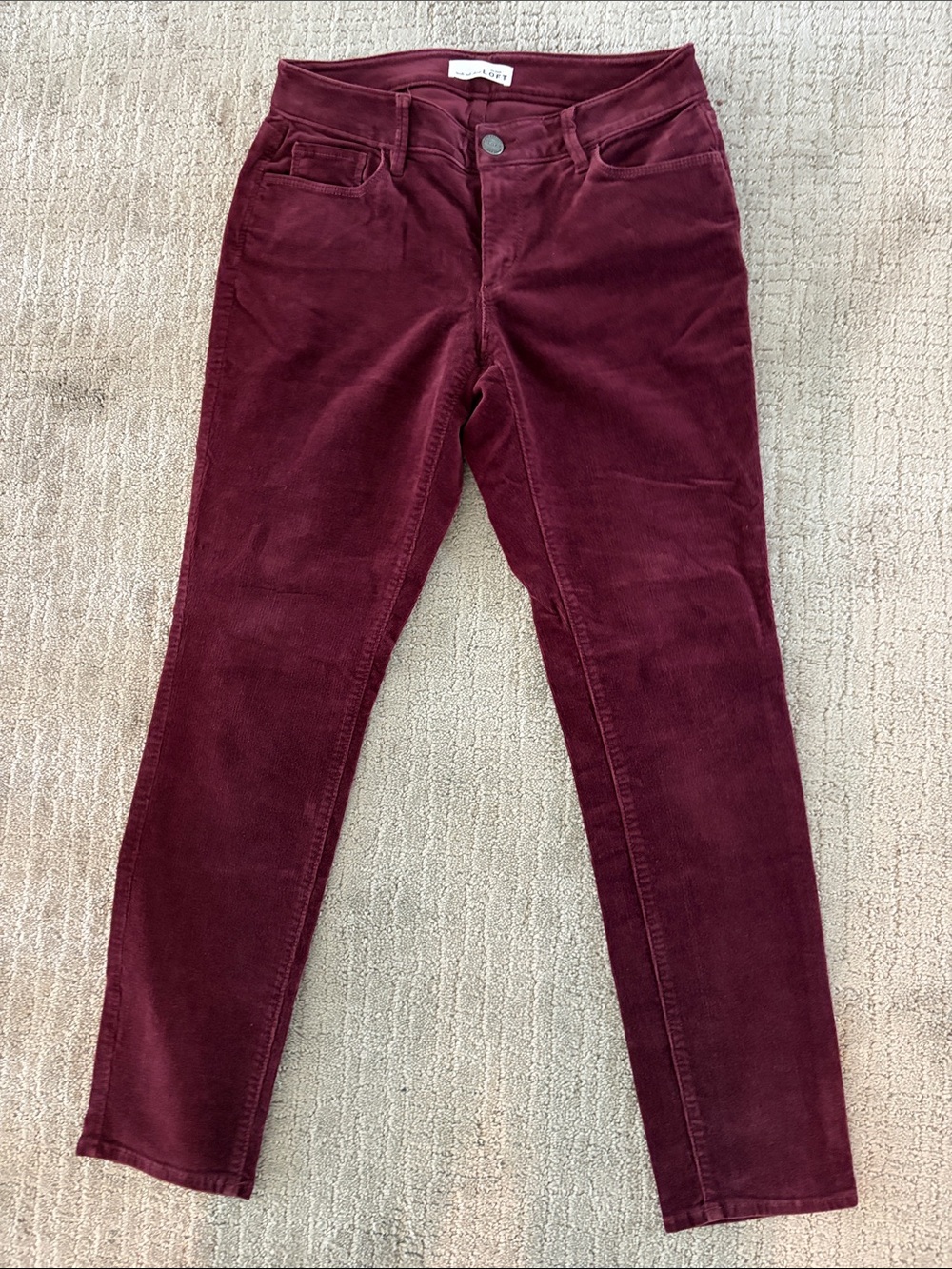 LOFT Women's Burgundy Skinny curvy Corduroy Jeans